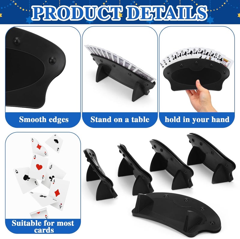 Shappy 4 Pack Playing Card Holder for Kids Adults Hands Free Card Holder for Family Nights Canasta Poker Game Parties(Black) - Image 3